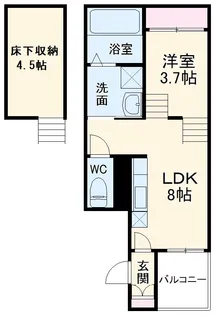 ハーモニーテラス八熊Ⅱ【1階】の間取り