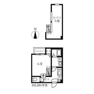 ハーモニーテラス愛知町Ⅲ【202号室】の間取り