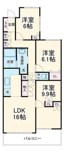 高蔵寺ガーデンスクエア【1008号室】の間取り