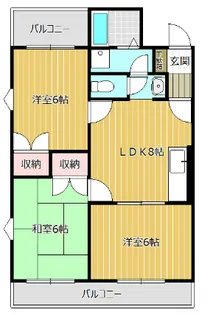 ハピネス西の原【405号室】の間取り