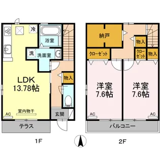 ルミエールS(竜美)【102号室】の間取り