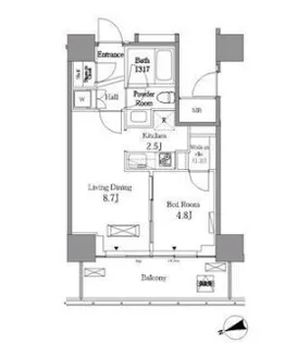 レジディアタワー目黒不動前【11階】の間取り