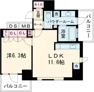レジディアタワー目黒不動前【18階】の間取り