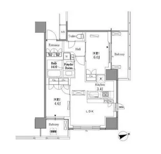 レジディアタワー目黒不動前【19階】の間取り