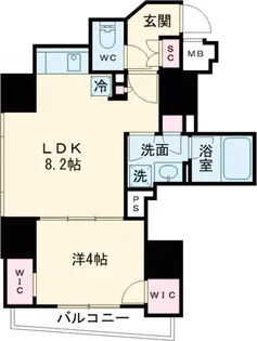 ザ・パークハビオ品川戸越【8階】の間取り