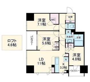 コンフォリア大宮【4階】の間取り