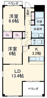 リジェールB【B203号室】の間取り