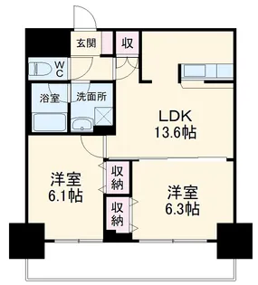 フクロク・レーヴ・マンション【7階】の間取り