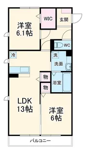 グランジュネス【2階】の間取り