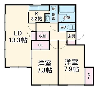 アクアセレス【202号室】の間取り