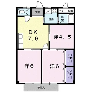 サニーハイツA【1階】の間取り