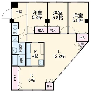 シティーオーク【3A号室】の間取り