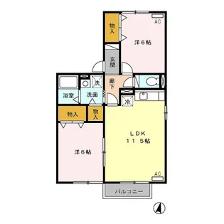 ヴィラ・モンターニュ【101号室】の間取り