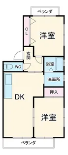 コーポ足近【201号室】の間取り