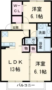 レザンクオーレ【102号室】の間取り