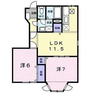 パークハイム弐番館【1階】の間取り