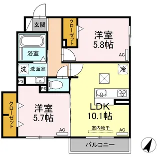 アビタシオン【101号室】の間取り
