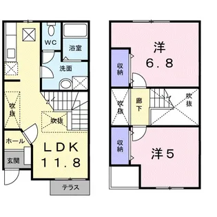 フラワータウンA【1階】の間取り