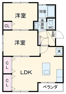 クラルテSUGA【2F号室】の間取り