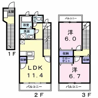 ノースチェスナット【2階】の間取り
