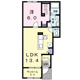 ラ・ティーダヒルズ W【1階】の間取り