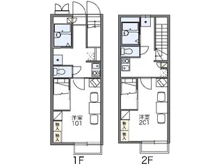 レオパレス新町【207号室】の間取り