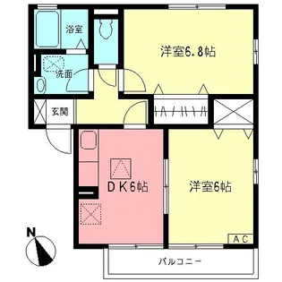 コート・フローラB【2階】の間取り