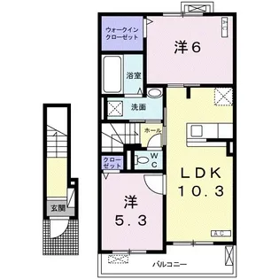 ディアコートⅠ【2階】の間取り