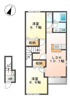 ウォーターミル七番館【207号室】の間取り