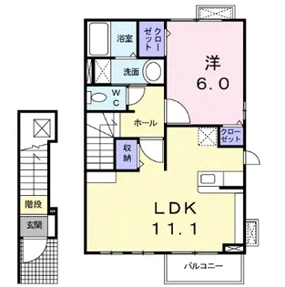 カーサ ソラーレ B【2階】の間取り