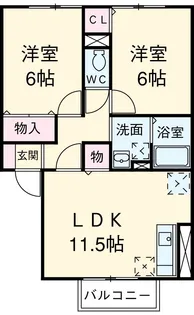 ウィルモア松本【2階】の間取り