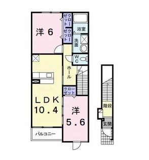 カーサ・フォルトナータC【2階】の間取り