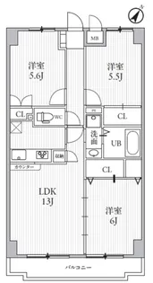 サンライズヒル朝日ヶ丘A棟【1階】の間取り