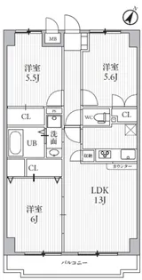 サンライズヒル朝日ヶ丘A棟【1階】の間取り