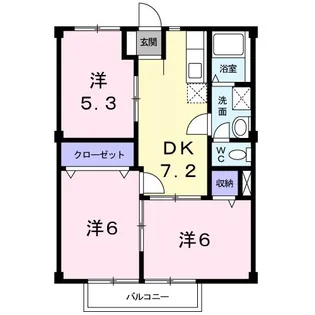 オーシャンビュー岸岡【1階】の間取り
