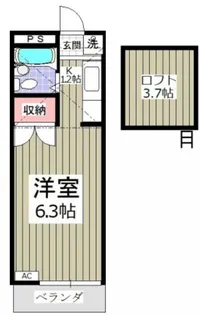 スペースぬるみず【202号室】の間取り