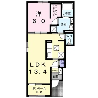 グレイスK 楠 A【1階】の間取り