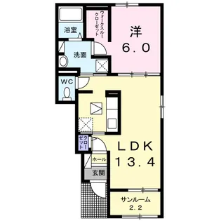 グレイスK 楠 B【1階】の間取り