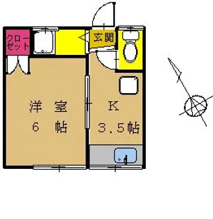 第一茜荘【7号室】の間取り