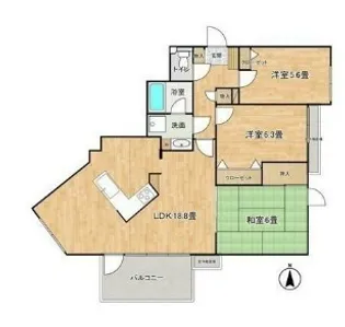 リーベスト勝田台・エルベールの街 B棟【208号室】の間取り