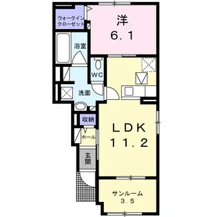 エクセレント・ヴィラ富田A【1階】の間取り