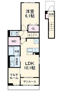 ビ・オーラ若草【2階】の間取り