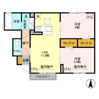 パークス【102号室】の間取り