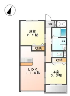 エルヴェ汐焼A【2階】の間取り