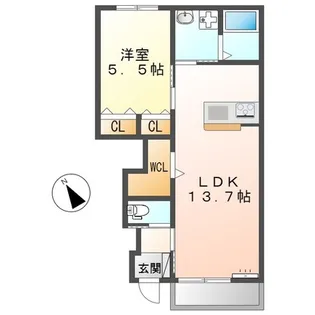 La Cima【105号室】の間取り