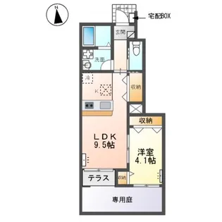 アパートメント神ノ輪【1階】の間取り