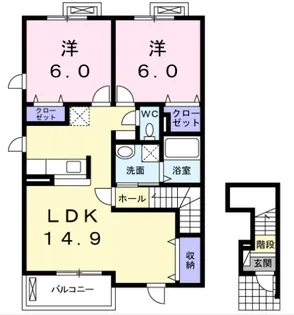 ソレイユ 一番館【2階】の間取り