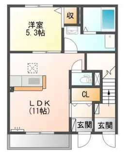 ヴェルジュみのやまⅡ【101号室】の間取り