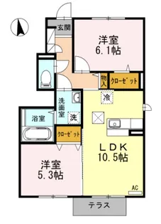 ビューテラス平井A【1階】の間取り