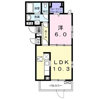 サウスヒルズ馬堀【103号室】の間取り
